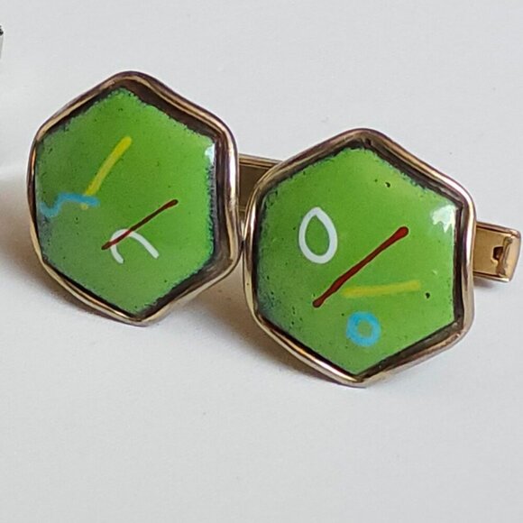 FUN Artistic Geometric Cufflinks Vintage Gold Tone Cuff Links - Picture 1 of 3